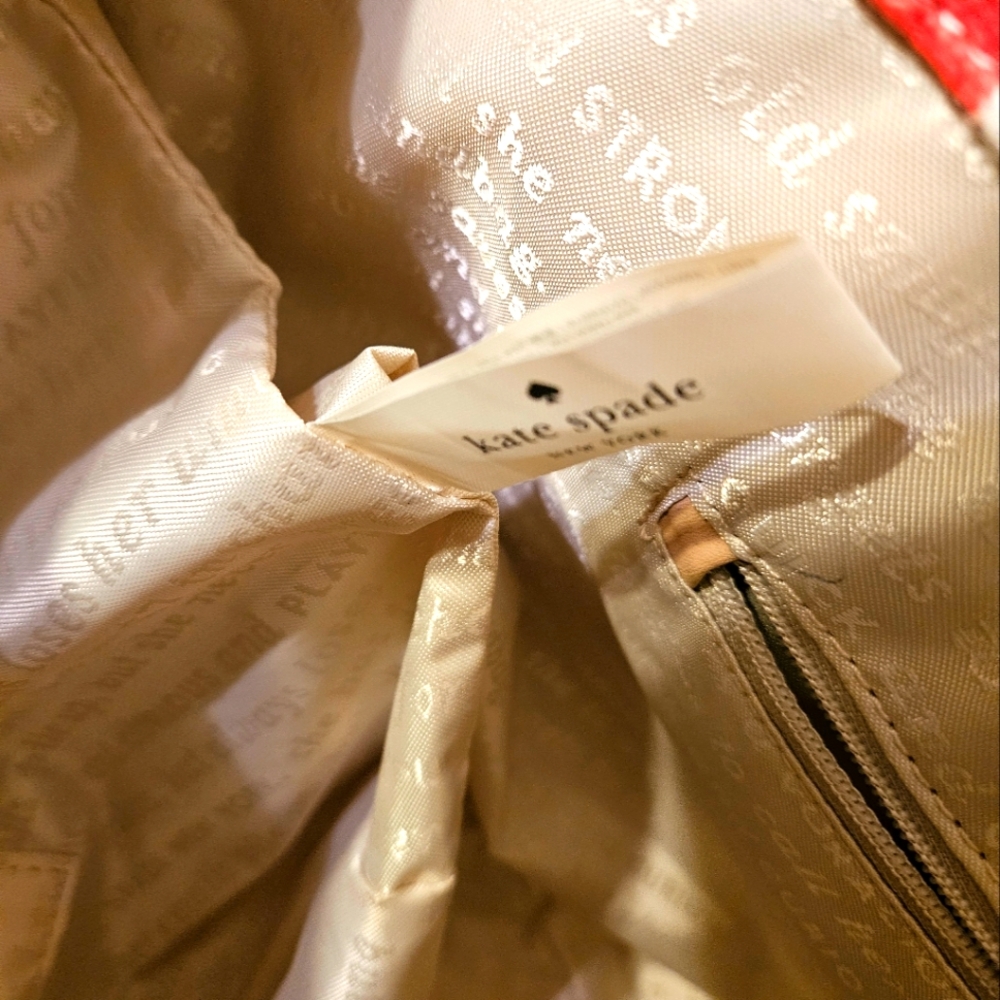 Kate Spade Francis Toucan Multi Linen/jute White & Red Tote With Matching Wallet - Picture 6 of 16